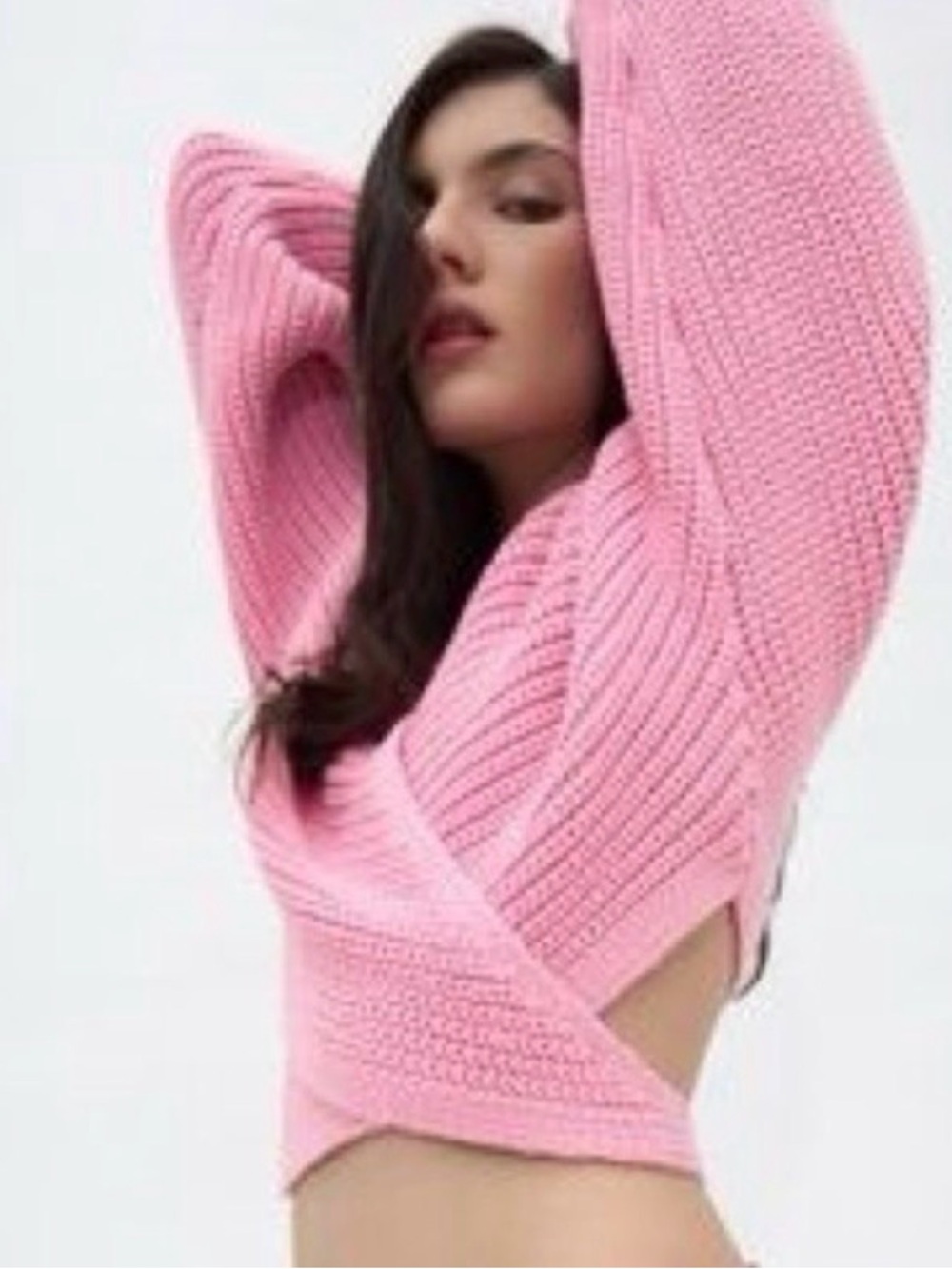 Zara Bubblegum Pink Chunky Wrap Knit Sweater Cardigan Medium